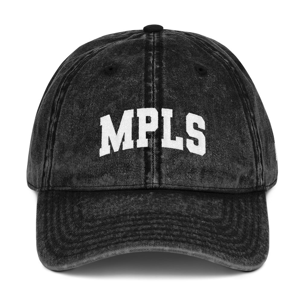 KAMO MPLS BLACK VINTAGE COTTON TWILL CAP