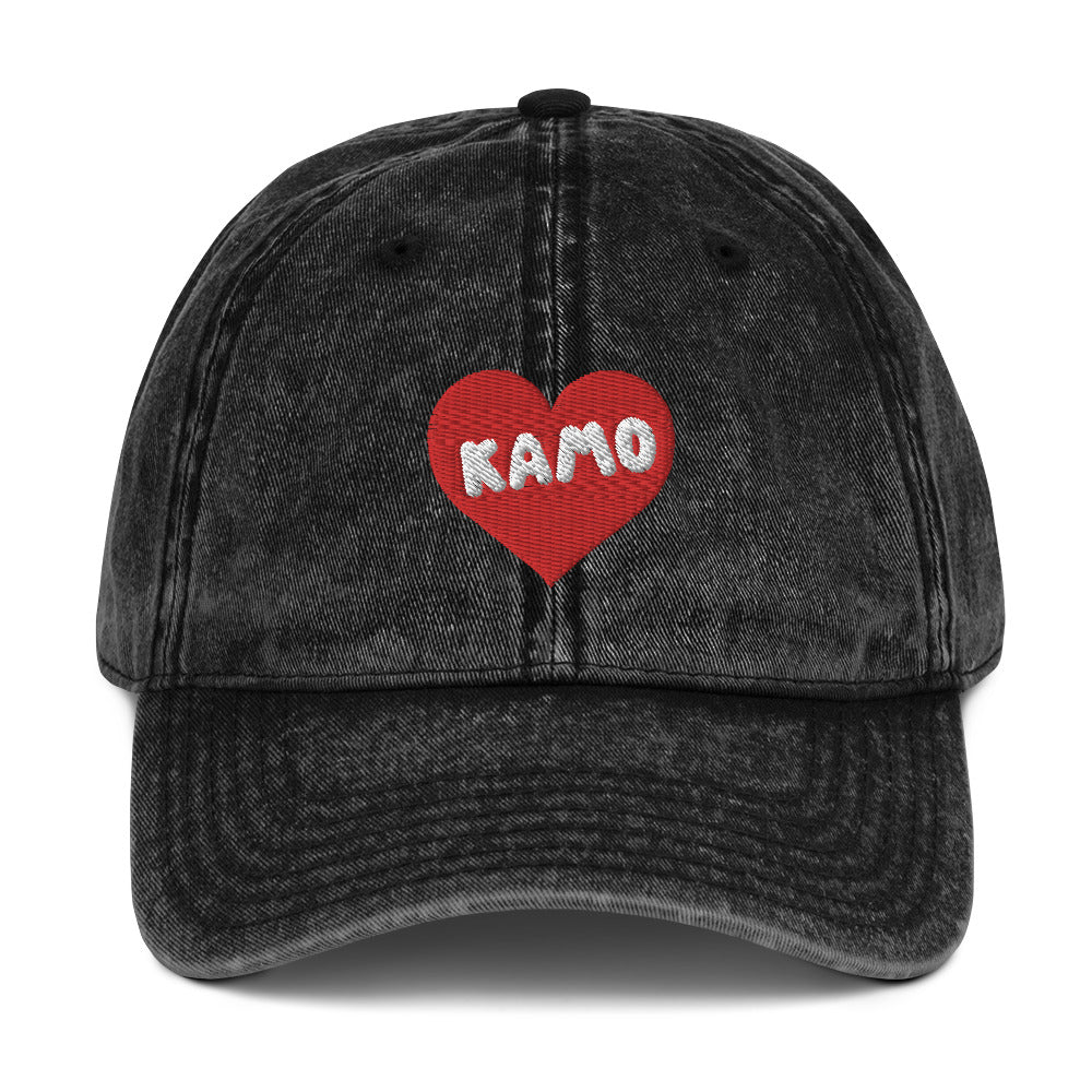 FROM KAMO WITH LOVE BLACK VINTAGE COTTON TWILL CAP